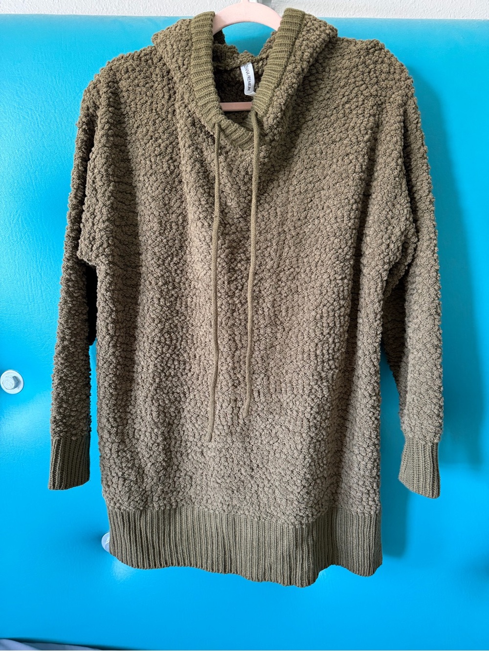 Zenana Outfitters Premium Olive Green Popcorn Hooded Sweater
